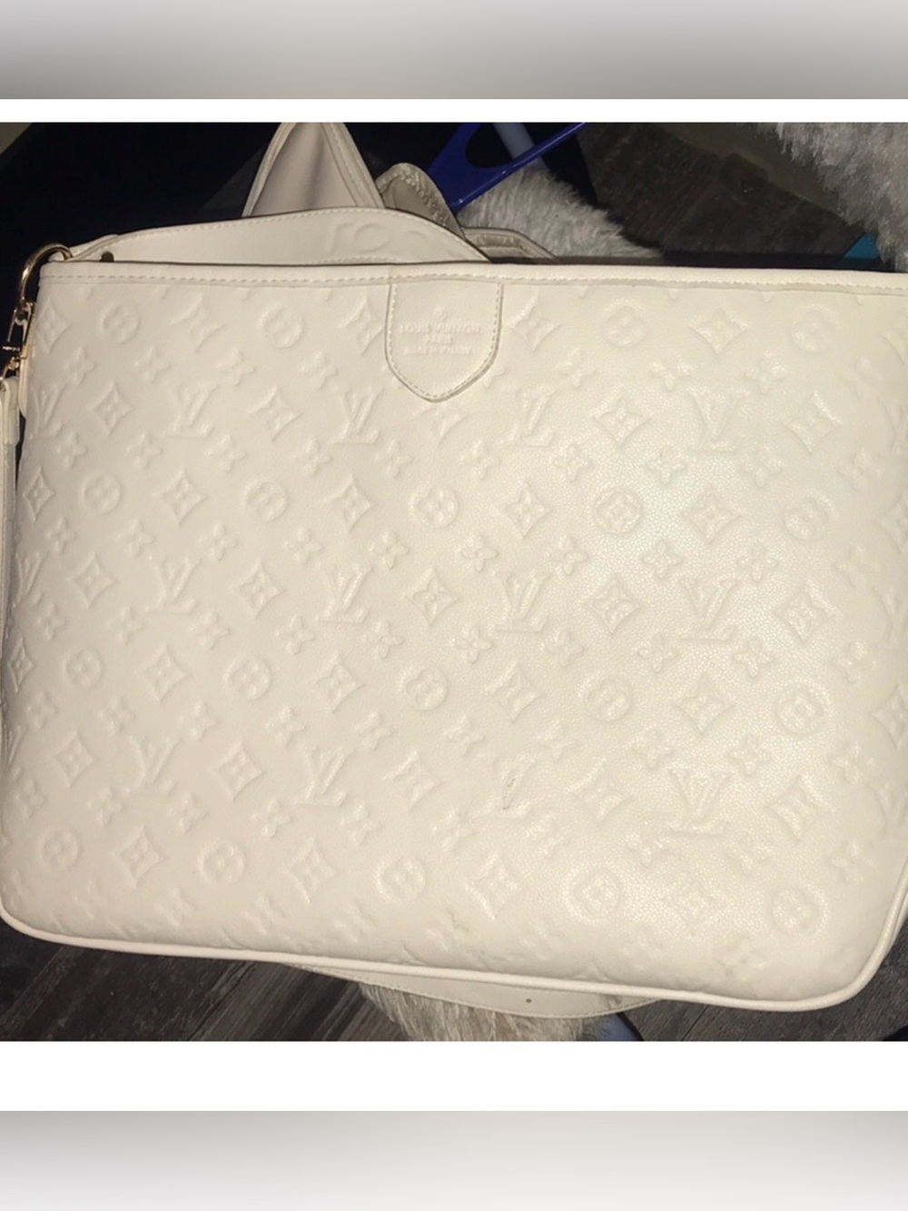 LV CarryAll Messenger Bag Cream Color real leather